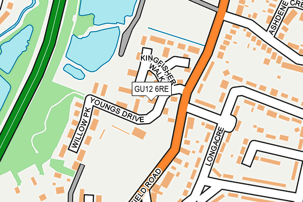 GU12 6RE map - OS OpenMap – Local (Ordnance Survey)