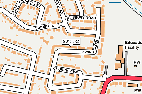 GU12 6RZ map - OS OpenMap – Local (Ordnance Survey)