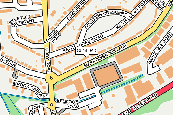 GU14 0AD map - OS OpenMap – Local (Ordnance Survey)
