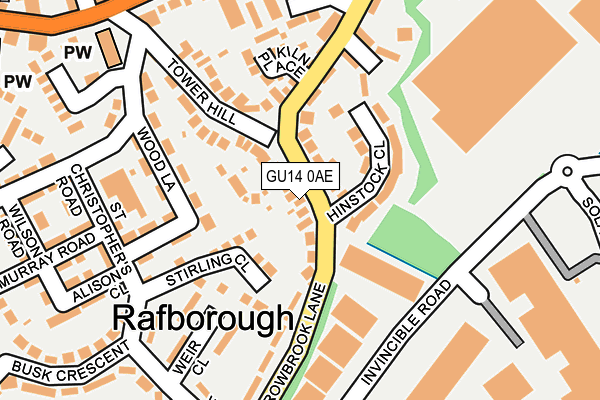 GU14 0AE map - OS OpenMap – Local (Ordnance Survey)