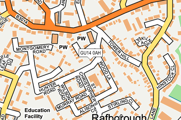 GU14 0AH map - OS OpenMap – Local (Ordnance Survey)