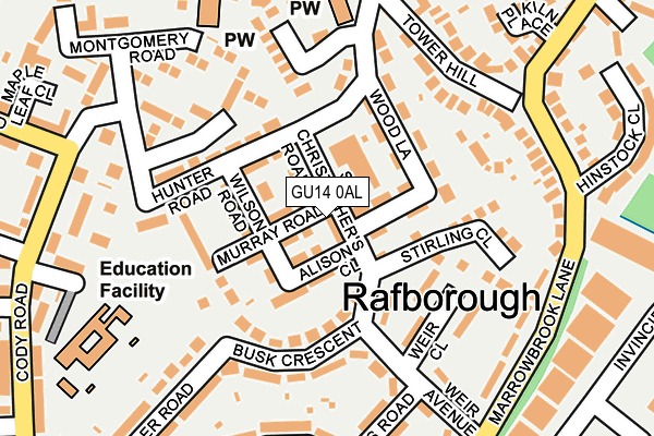 GU14 0AL map - OS OpenMap – Local (Ordnance Survey)