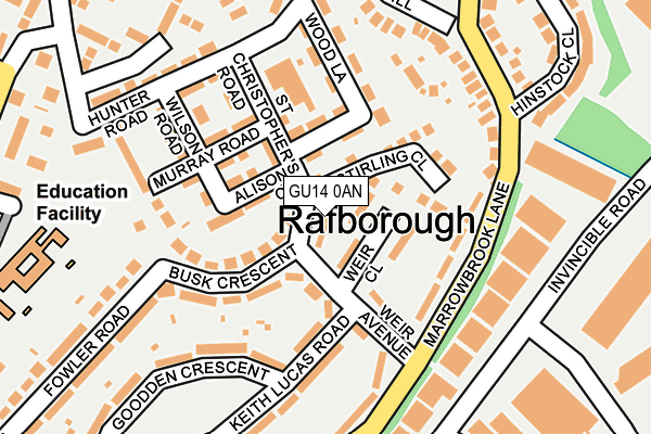 GU14 0AN map - OS OpenMap – Local (Ordnance Survey)