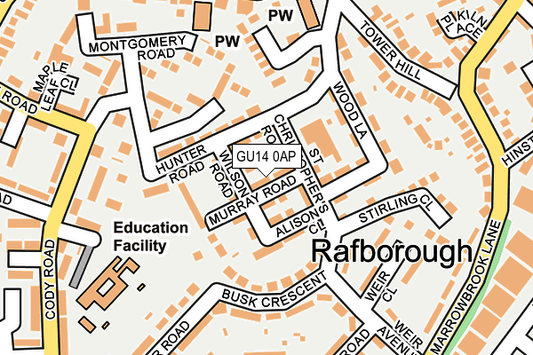 GU14 0AP map - OS OpenMap – Local (Ordnance Survey)