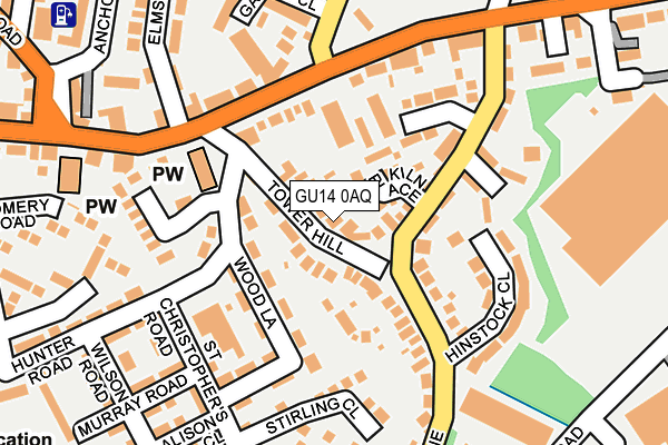 GU14 0AQ map - OS OpenMap – Local (Ordnance Survey)