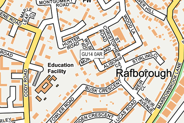 GU14 0AR map - OS OpenMap – Local (Ordnance Survey)