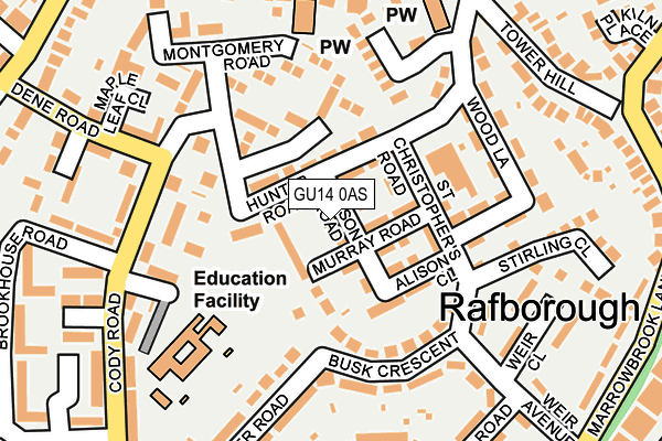 GU14 0AS map - OS OpenMap – Local (Ordnance Survey)