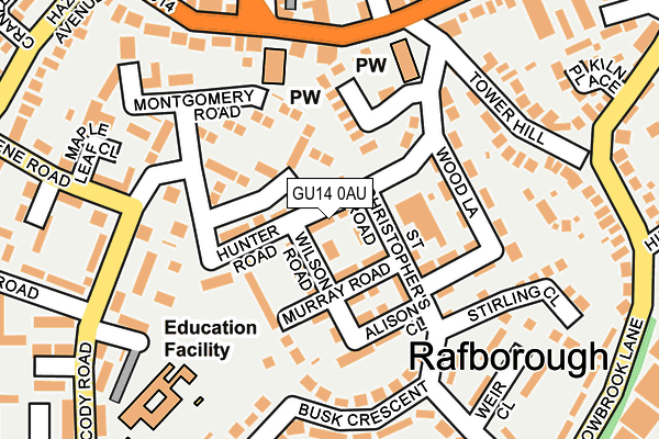 GU14 0AU map - OS OpenMap – Local (Ordnance Survey)