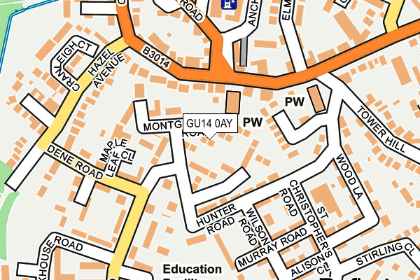 GU14 0AY map - OS OpenMap – Local (Ordnance Survey)