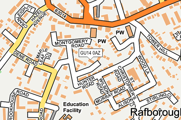 GU14 0AZ map - OS OpenMap – Local (Ordnance Survey)