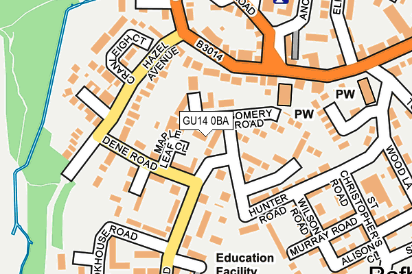 GU14 0BA map - OS OpenMap – Local (Ordnance Survey)