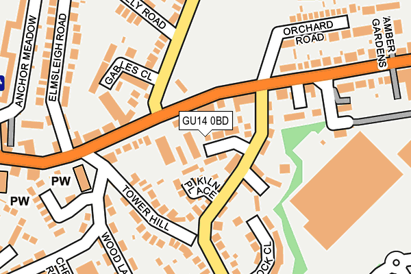 GU14 0BD map - OS OpenMap – Local (Ordnance Survey)