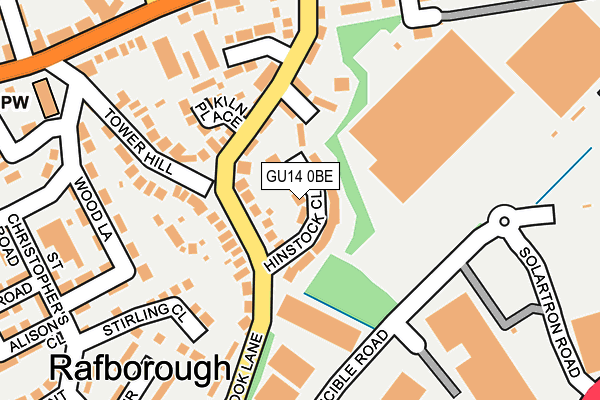 GU14 0BE map - OS OpenMap – Local (Ordnance Survey)