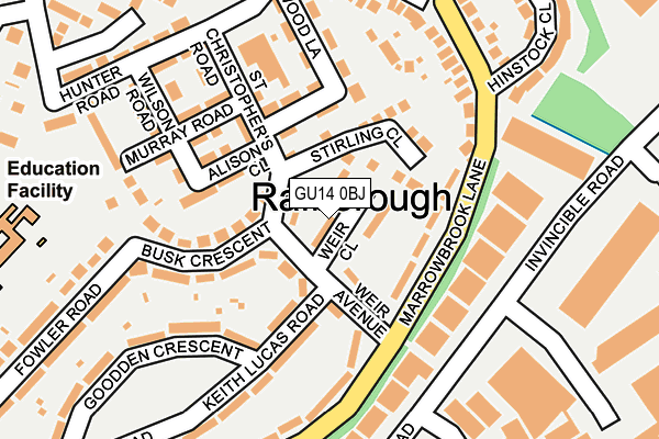 GU14 0BJ map - OS OpenMap – Local (Ordnance Survey)