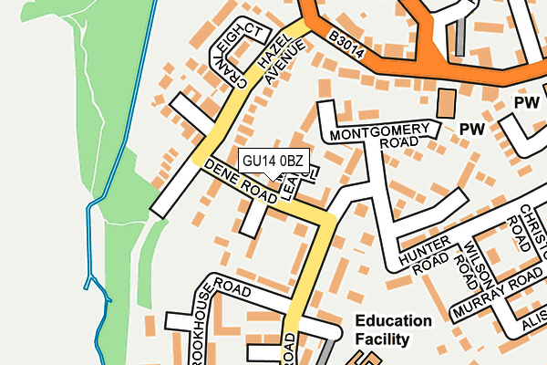 GU14 0BZ map - OS OpenMap – Local (Ordnance Survey)