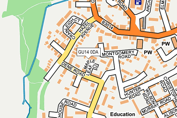 GU14 0DA map - OS OpenMap – Local (Ordnance Survey)