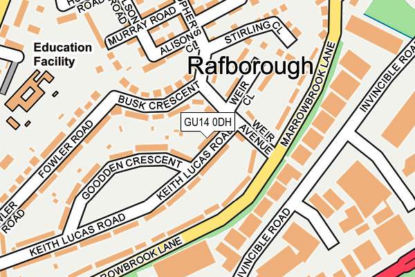 GU14 0DH map - OS OpenMap – Local (Ordnance Survey)