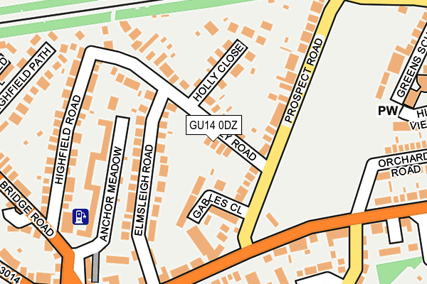 GU14 0DZ map - OS OpenMap – Local (Ordnance Survey)