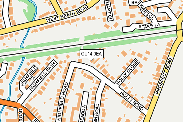 GU14 0EA map - OS OpenMap – Local (Ordnance Survey)