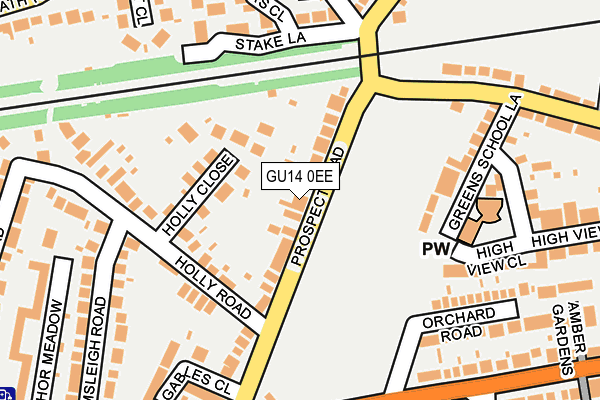 GU14 0EE map - OS OpenMap – Local (Ordnance Survey)