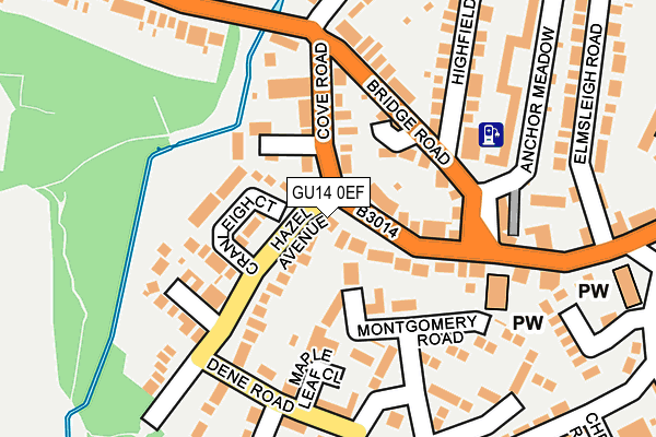 GU14 0EF map - OS OpenMap – Local (Ordnance Survey)