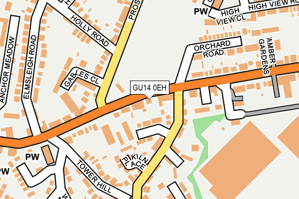 GU14 0EH map - OS OpenMap – Local (Ordnance Survey)
