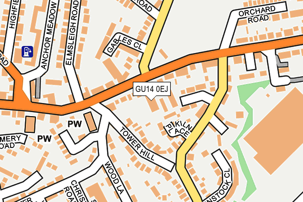 GU14 0EJ map - OS OpenMap – Local (Ordnance Survey)