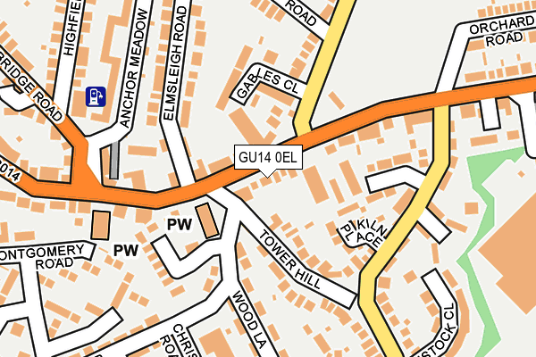 GU14 0EL map - OS OpenMap – Local (Ordnance Survey)