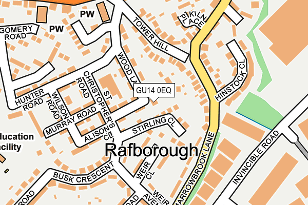 GU14 0EQ map - OS OpenMap – Local (Ordnance Survey)