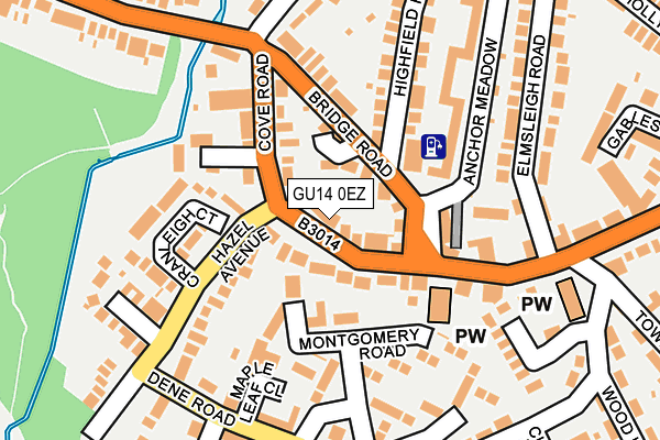 GU14 0EZ map - OS OpenMap – Local (Ordnance Survey)