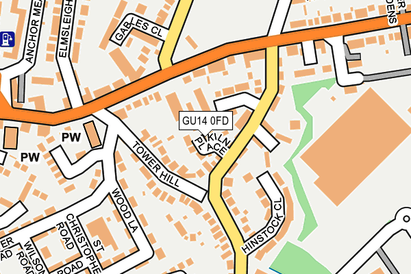 GU14 0FD map - OS OpenMap – Local (Ordnance Survey)
