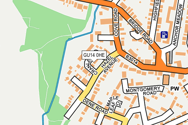 GU14 0HE map - OS OpenMap – Local (Ordnance Survey)