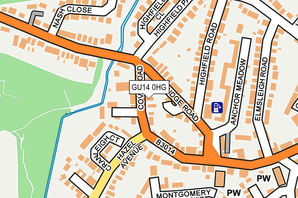 GU14 0HG map - OS OpenMap – Local (Ordnance Survey)