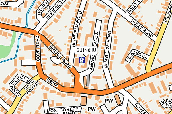 GU14 0HU map - OS OpenMap – Local (Ordnance Survey)