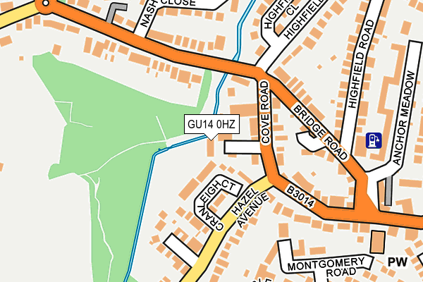 GU14 0HZ map - OS OpenMap – Local (Ordnance Survey)