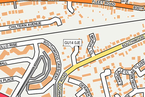 GU14 0JE map - OS OpenMap – Local (Ordnance Survey)