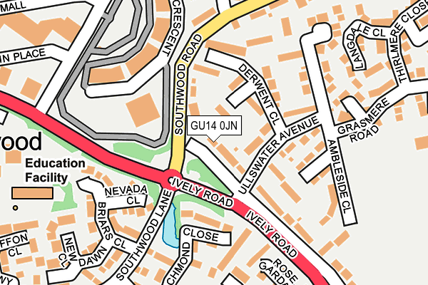 GU14 0JN map - OS OpenMap – Local (Ordnance Survey)
