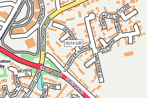 GU14 0JR map - OS OpenMap – Local (Ordnance Survey)