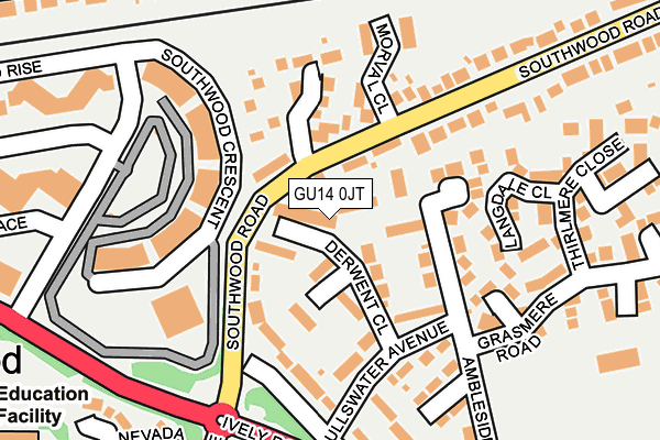 GU14 0JT map - OS OpenMap – Local (Ordnance Survey)