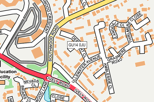 GU14 0JU map - OS OpenMap – Local (Ordnance Survey)