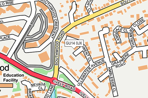 GU14 0JX map - OS OpenMap – Local (Ordnance Survey)
