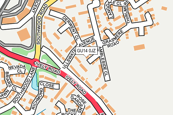 GU14 0JZ map - OS OpenMap – Local (Ordnance Survey)