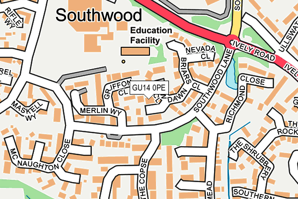 GU14 0PE map - OS OpenMap – Local (Ordnance Survey)