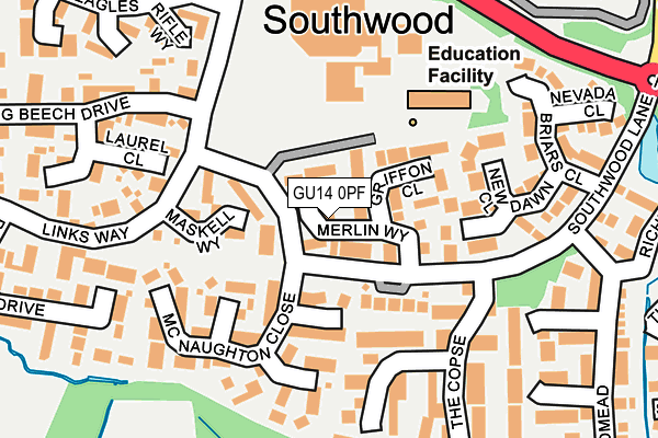 GU14 0PF map - OS OpenMap – Local (Ordnance Survey)