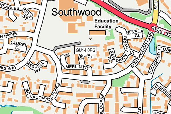 GU14 0PG map - OS OpenMap – Local (Ordnance Survey)