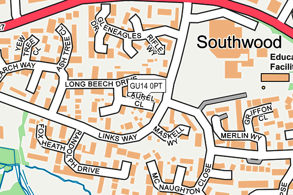 GU14 0PT map - OS OpenMap – Local (Ordnance Survey)