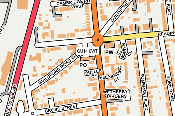 GU14 0WT map - OS OpenMap – Local (Ordnance Survey)