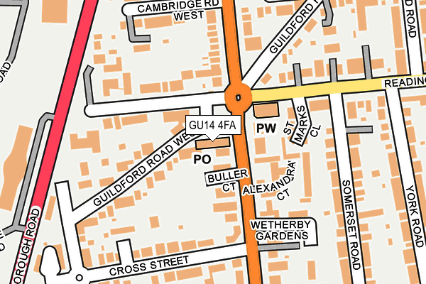 GU14 4FA map - OS OpenMap – Local (Ordnance Survey)