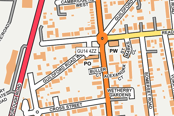 GU14 4ZZ map - OS OpenMap – Local (Ordnance Survey)