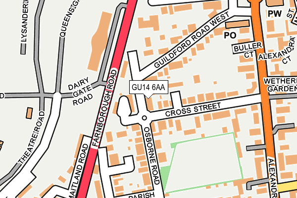 GU14 6AA map - OS OpenMap – Local (Ordnance Survey)